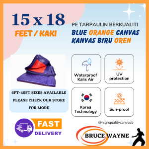 EKSTRA BESAR! Blue Orange Waterproof Canvas Tarpaulin Sheet Canopy Camping Kanvas Khemah  Penutup Pasar Malam Car Cover