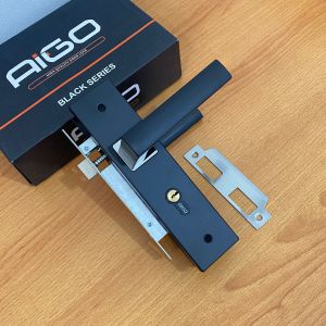 KUNCI PINTU RUMAH SET/ HANDLE PINTU TANGGUNG 20CM HITAM DOFF MINIMALIS