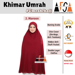 Khimar Umrah Telekung Mini for Umrah with Pocket Prayer Telekung Chiffon Telekung Travel Hijab Tudung
