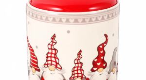 DOITOOL Gnome Cookie Jar 5 X 7 Inch Christmas Cookie Jars with Lids Ceramic Gnome Canister Tabletop Candy Dish Airtight Food Container for Candy Snacks Xmas Party Winter Holiday Decoration