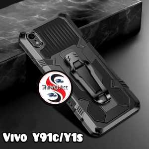 Case Untuk Vivo Y91c/Y1s New Casing Hp Kickstand Armor Belt Clip Terbaru