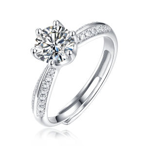 Luxury S925 Sterling Silver Moissanite Diamond Ring with Silver Plated 18K Gold Womens Trendy Ring
