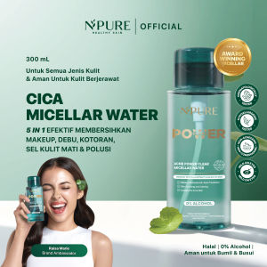 NPURE Acne Cica (Centella) Power Clear Micellar Water / Make Up Remover / Pembersih Make Up / Deep Cleansing / Non-Acnegenic / No Alcohol / Natural Skincare / No SLS / Hypoallergenic / Dermatologically Tested / Non Acnegenic / Aman Bumil Busui / HALAL