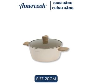 Nồi Vân Đá Chống Dính Luna 20 & 24cm- AMERCOOK Nồi Nhôm Rèn Chống Dính