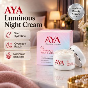 AYA Luminous Night Cream 30ml Krim Malam Muka Niacinamide B3 Red Algae Deep Hydration Barrier Repair Moisturiser 晚霜保湿修护