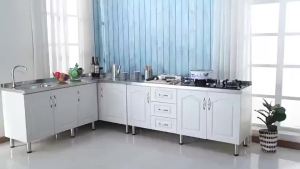 CraftedLiving SG-Cabinets Stainless Steel Simple Kitchen Storage Cabinet Stove Sink Gas Stove Multi-functional Integrated Cabinet