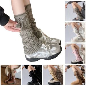 FGVDV Y2K Leg Warmer Women Lace Up Plush Balls Balletcore Stockings Japanese Style Thicken Lolita Bowknot Leg Warmer JK