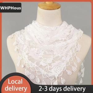 [COD] WHPHous Ship within 24 hours Triangle Veil Scarf Blended Jacquard Rose Shawls For Women Muslim Church Prayer Wedding Shawls Headband