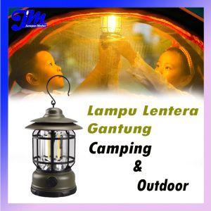 Lentera Lampu Camping Gantung Retro Model Petromax Rechargeable