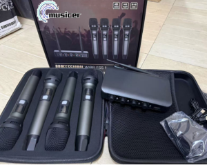 MUSICER WIRELESS MICROPHONE With FREE MIC CASE 4 Channel UHF Wireless Microphone Professional for Singing Karaoke Meeting Party