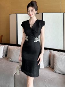 ZYHT EraVogue เดรสผู้หญิง เดรสสีดำ เดรสสูท เดรสแขนกุด เดรสทำงาน เดรสไฮโซ เดรสวินเทจ เดรสออกงาน เดรสปาร์ตี้ ชุดราตรี 51080