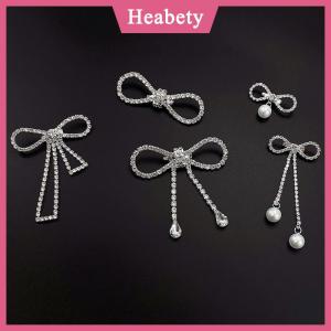 Heabety Thời Trang Lãng Mạn Ngọt Ngào Rhinestone Bowknot Trâm Ngọc Trai Tua Khóa Pin Cardigan Áo Khoác Áo Len Trâm Cài Phụ Kiện Đám Cưới