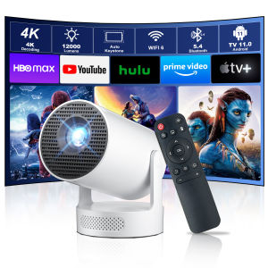 Salange HY300 Ultra Mini Projector Portable Projector Support 4K 1080P with Dual-Band WIFI6 5G Wireless 5.0 Bluetooth Android 11 180° Rotatable