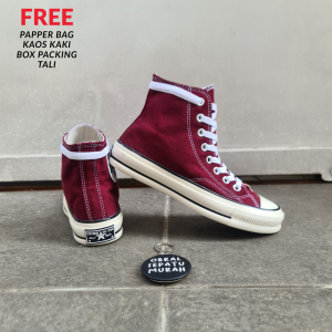 OBRAL SEPATU CONVERSEEE 70S HIGH MAROON SOL GLOSSY IMPORT QUALITY 38-43 SNEAKERS CONS KANVAS PRIA MURAH 100%