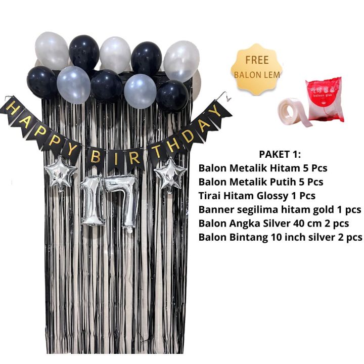 Paket Set Balon Dekorasi Ulang Tahun Simpel Perlengkapan Pesta Ultah Atau Happy Birthday Murah