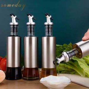 300ml Glass Oil Bottle Stainless Steel Leak-Proof Soy Sauce Vinegar Cooking Wine Storage Dispenser Kitchen Tools Accessories