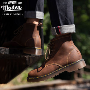 Maden brand high quality 2025 autumn new men tooling professional outdoor riding Martin boots high help tooling boots wild England style black fashion travel leather boots