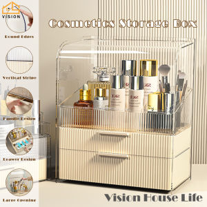 Tầm Nhìn 3 Hai Lớp Lưu Trữ Mỹ Phẩm Box Với vỏ bọc chống bụi dung tích lớn Khay để đồ trang điểm Bắc Âu Son Môi chăm sóc da bàn trang điểm giá lưu trữ loại ngăn kéo Hộp đựng đồ trang sức Trường Hợp