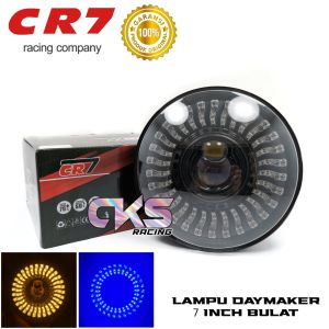 Lampu Headlamp LED Model Bulat 7 Inchi LED CR7 Waterproof Universal Bisa Untuk Motor Mobil Plus Senja