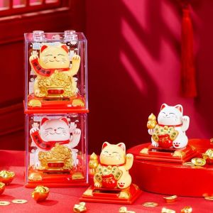 Solar Powered Waving Beckoning Cat Lucky Fortune Mini Ornament Home Office Car Desk Decor Hiasan Kereta