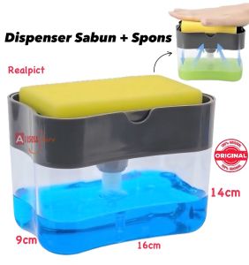 (BISA COD) PROMO Dispenser Sabun Cuci Piring & Holder Spons Cuci Piring 2in1