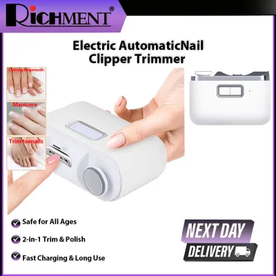RICHMENT 3 in 1 Luxury Electric Nail Clipper Upgraded Automatic with Polishing Dust Storage & LED Night Light Nail File Toenail Trimmer Gifts for Women Men Mom Her Him Kids Adults Senior Baby Students Teachers Home Office Christmas Gifts Best Gifts