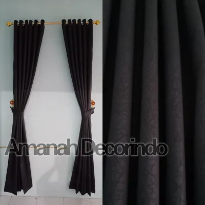 Gorden jendela import tebal bahan blackout serat embos polos doff mewah murah tirai pintu kamar