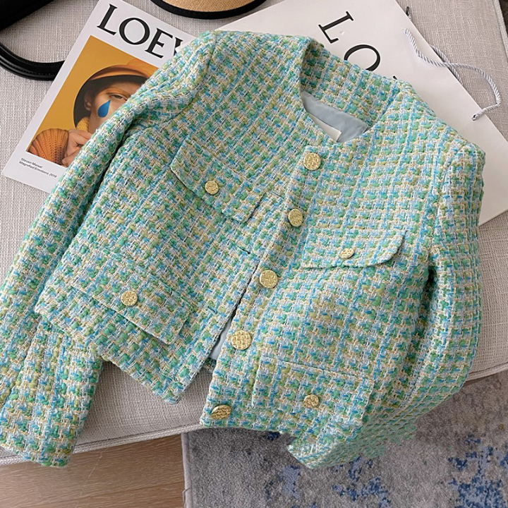 Women Jacket Fashion Tweed French Style Small Fragrance Patchwork Jacket  Design Sense Small Crowd Round Neck Top Casual Jacket Lazada PH