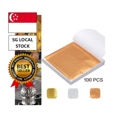 [SG 🚚] 100pcs Art Design Paper Sheets Pure Shiny Gold Silver Rose gold Leaf for Gilding
