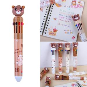 Multicoloured Pen 10-in-1 Retractable Ballpoint Pen Lovely Bear Ballpoint Pen School Office Supplies for Writing Drawing