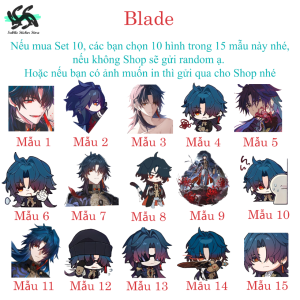 Honkai Star Rail - Set 10/15 Sticker Blade game Honkai Star Rail hình dán trang trí điện thoại laptop siêu đẹp chống nước chống xước