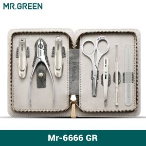 MR.GREEN【 Mr-6033 】 7Pcs Móng Tay Móng Chân Đặt Bộ Nail Clipper Đặt Thép Không Gỉ Chuyên Nghiệp Cắt Móng Tay Với Trường Hợp Du Lịch