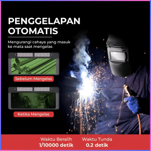 FAST SHIPPING TaffGUARD Helm Las Listrik Otomatis Auto Darkening Safety Mask Flat Flip Full Face