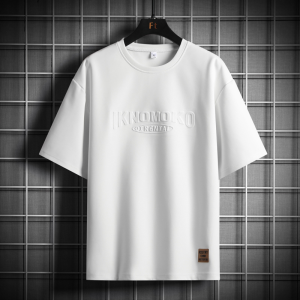 Short-Sleeved T-shirt Mens Trendy Loose Large-Size Half-Sleeved Steel Stamped T-shirt