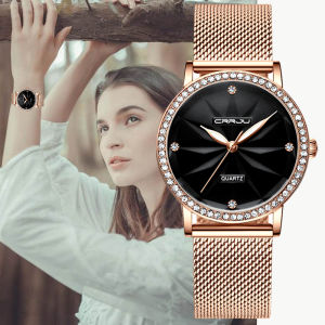 CRRJU Ladies Rose Gold WatchWomen WatchClassic Style Watch for WomenWomen Casual Steel Mesh WatchLady Waterproof Quartz Watch
