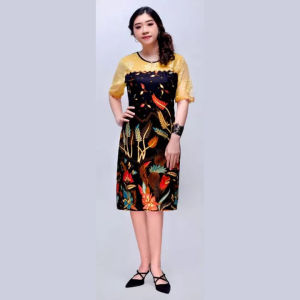 Baju Dress Pesta Batik Nagita Brukat