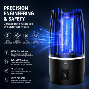 HULEQQI Tia cực tím (UV) Máy diệt côn trùng sạc lại được Di động Điện giật Diệt muỗi Thông minh Bền bỉ Đèn diệt muỗi Trang chủ