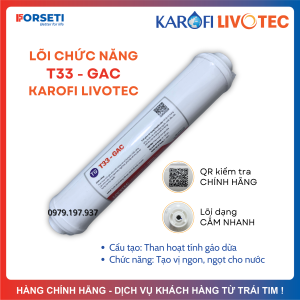 Lõi Chức Năng T33-GAC Karofi Livotec Cấu Tạo Than Hoạt Tính Gáo Dừa Giúp Tạo Vị Ngon Ngọt Cho Nước