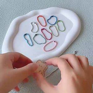 100PCS DIY Colored Ball Bead Chains Keychains Doll Labels Hand Tags Jewelry Accessories Connectors COD