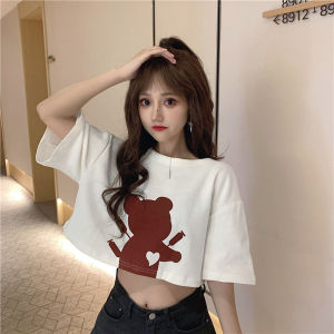 SHUFU 2298 korean style oversized white round neck tops for women plus size short sleeve t shirt croptop cotton