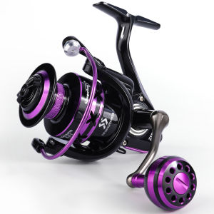 Sougayilang Spinning Fishing Reel 2000-5000 Series Metal Spool Fishing Reel Metal Handle 5.0:1 Gear Ratio 12+1BB Spinning Fishing Reel for Saltwater and Freshwater