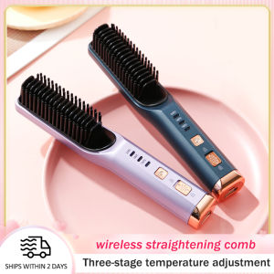 luccica-Ionic Hair Straightener Brush 20 Seconds MCH Fast Heating Technology Universal Dual Voltage Anti-scald Safe Auto Power Off and Swivel Cord for Home Hair Salon. cordless ion hair straightener