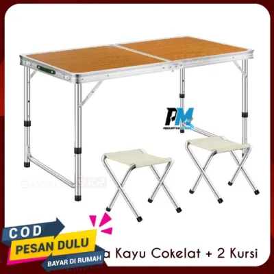 Meja Lipat Portable Outdoor Lipet Koper Camping Table Anti Karat - BIRU PACKING STANDAR