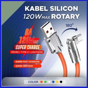 KABEL GAMERS HC-16 kabel data Super Fast Charging Model Putar/Rotasi 120W 6A Micro/Type C/Lightning