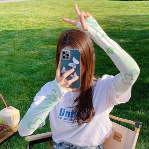 OQEWPI ฤดูร้อนฤดูร้อนฤดูร้อน ที่คลุมแขน ระบายอากาศได้ระบายอากาศ สำหรับเด็กผู้หญิง แขนยาวแขนยาว สำหรับผู้หญิง การขับรถ ดอกไม้ประดับดอกไม้ ครีมกันแดดป้องกันแสงแดด แขนเสื้อแขน แขนผ้าไหมน้ำแข็ง ปลอกแขนระบายความร้อน การป้องกันแสงแดด