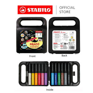 STABILO PAINTO Acrylic Marker Pen | Water-Based Paint Marker | 2–3mm Bullet Tip | Multi-Surface Acrylic Paint Pen for Wood Glass Rock Canvas Paper & Ceramic | 12/24/48 Colours