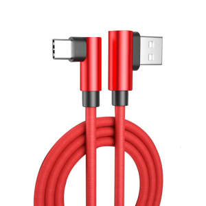 Flexible Double Angled Type C Charging Cord Featuring Woven Texture Durability Fast Charging Cable 90 Degree Elbow