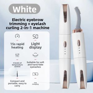 BESTOUR USB Rechargeable Heated Eyelash Curler Fast Heating 2 in 1 Eyebrow Trimmer Long-Lasting Electric Eyelash Curler Beauty Tool