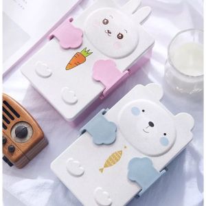 Kotak Bekal Makan Anak Tempat Makan Anak 2 Sekat Lunch Box Bear Rabbit Motif Kelinci Beruang
