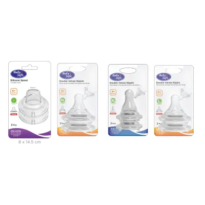 Baby Safe Double Valves Nipple Wide Neck Dot Botol isi 2